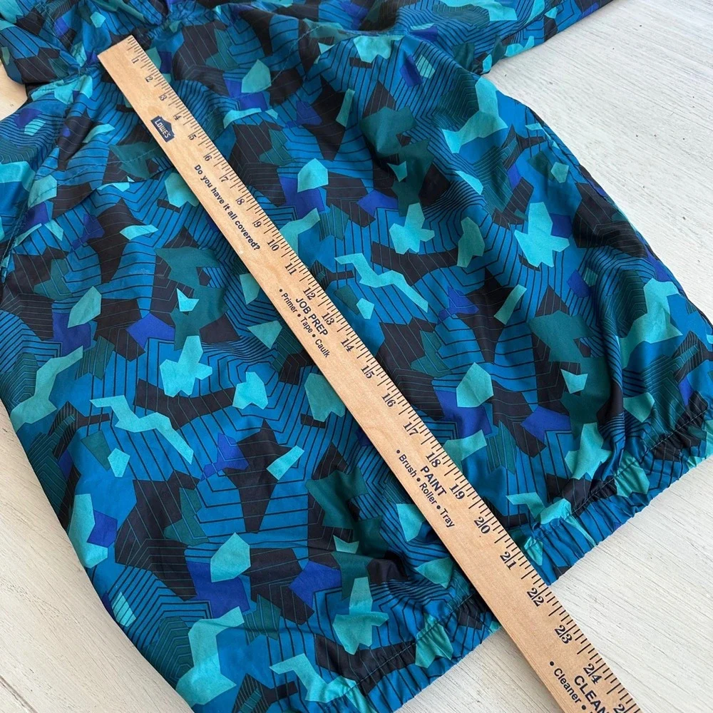 Gymboree‎ Boys Blue Geometric Camo Windbreaker Rain Jacket Mesh Lined L 10-12